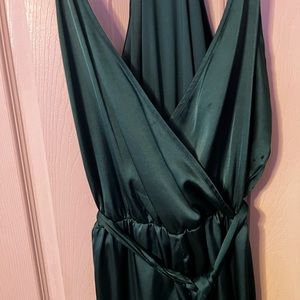 Maxi pant satin suit with wrap belt